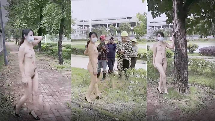 超顶流出！淫妻悠悠姐全裸街头露出，工地大哥轮番拍照爆操内射